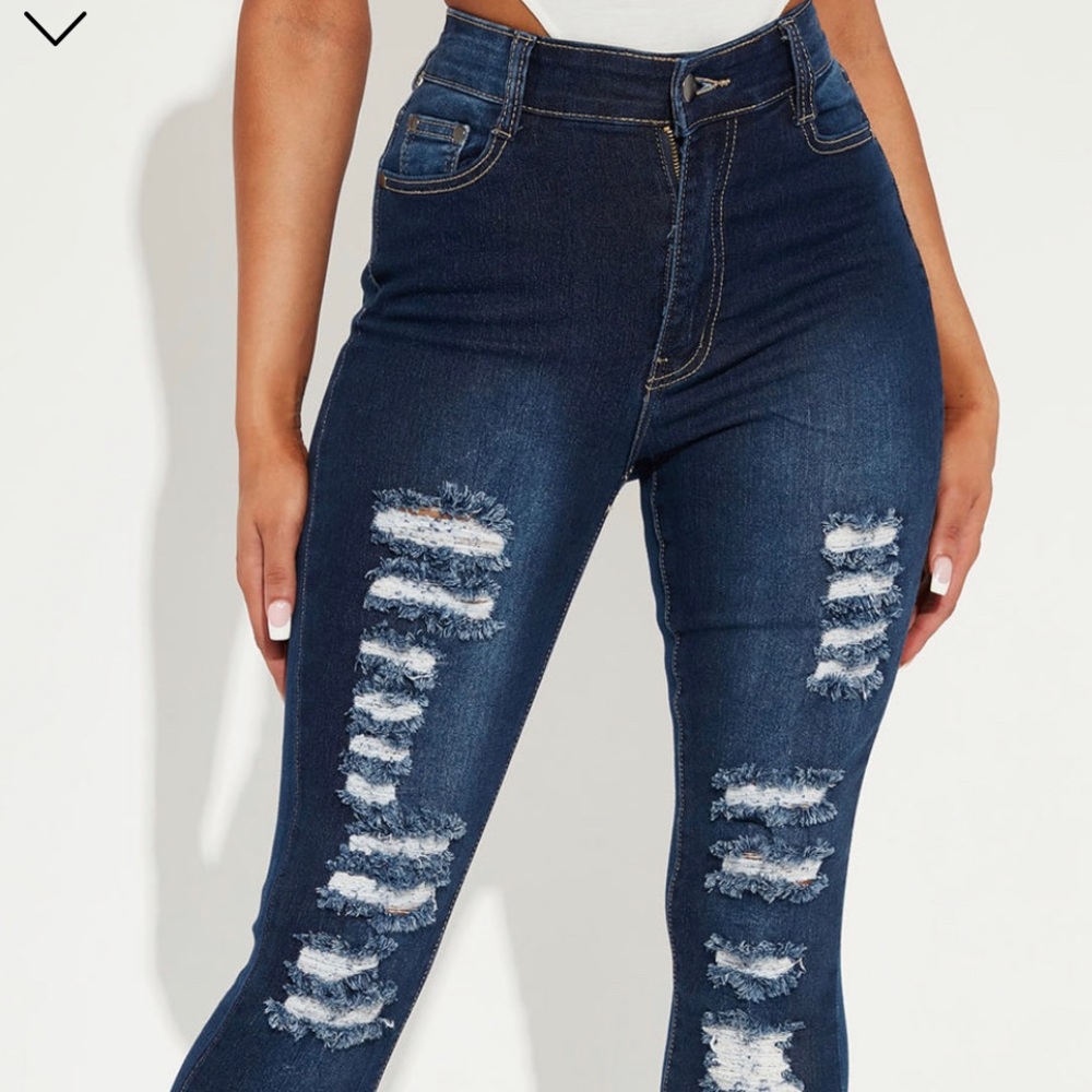 Fashion Nova Distressed Dark Jeans